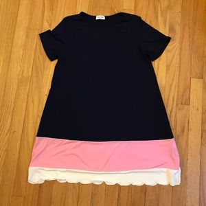🌊 NWOT Scalloped Hem Colorblock T-shirt Dress